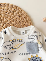 SHEIN Ensemble Sweat-shirt à manches longues et pantalon avec motif de dessin animé mignon pour bébé nouveau-né garçon/fille automne/hiver