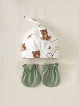 Ensemble 5 Pièces Bébé Garçon Combinaison Bonnet et Moufles