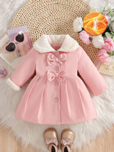 SHEIN Manteau trench pour bébé fille avec col en fourrure et nœud papillon, automne/hiver