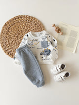 SHEIN Ensemble Sweat-shirt à manches longues et pantalon avec motif de dessin animé mignon pour bébé nouveau-né garçon/fille automne/hiver