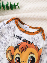 3 pièces "Brave Lion Baby" Top à manches longues pour tout-petits, pantalon avec imprimé lion et chapeau avec oreilles, léger et doux, convient pour le printemps/automne ou les couches, ensemble confortable