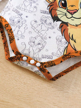 3 pièces "Brave Lion Baby" Top à manches longues pour tout-petits, pantalon avec imprimé lion et chapeau avec oreilles, léger et doux, convient pour le printemps/automne ou les couches, ensemble confortable
