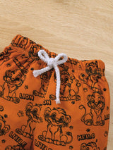 3 pièces "Brave Lion Baby" Top à manches longues pour tout-petits, pantalon avec imprimé lion et chapeau avec oreilles, léger et doux, convient pour le printemps/automne ou les couches, ensemble confortable