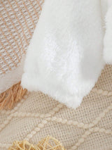 SHEIN Playful Pals 3 pièces Ensemble d'hiver pour bébé fille, tout blanc, tenue de famille assortie mignonne, veste utilitaire à col rabattu, débardeur de couleur unie & pantalon long pour le port extérieur