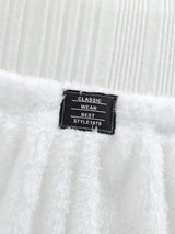 SHEIN Playful Pals 3 pièces Ensemble d'hiver pour bébé fille, tout blanc, tenue de famille assortie mignonne, veste utilitaire à col rabattu, débardeur de couleur unie & pantalon long pour le port extérieur