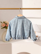 SHEIN Playful Pals Veste en jean doublée de teddy avec poches à rabat pour bébé fille, automne