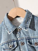SHEIN Playful Pals Veste en jean doublée de teddy avec poches à rabat pour bébé fille, automne