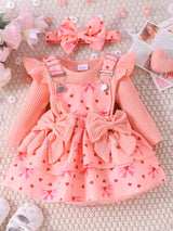 Ensemble 2 Pièces Bébé Fille Body Manches Longues et Robe Chasuble