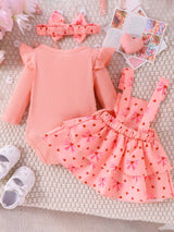 Ensemble 2 Pièces Bébé Fille Body Manches Longues et Robe Chasuble