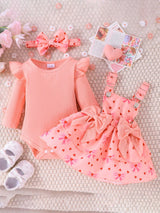 Ensemble 2 Pièces Bébé Fille Body Manches Longues et Robe Chasuble