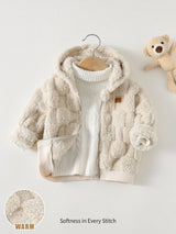 Cozy Pixies Veste à capuche à manches longues en polaire à carreaux avec étiquette décorative tissée, doublure en polaire épaisse, manteau en polaire double face épaissi pour bébé, convient pour l'intérieur, l'extérieur décontracté, le ski en extérieur, la rentrée scolaire, le quotidien, les sports, les jeux, les fêtes, la Saint-Valentin, ensemble en polaire à carreaux, ensemble chaud, convient pour l'hiver, ensemble décontracté mignon