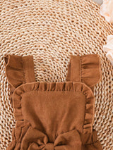 BrownBark 2 pièces, Ensemble deux pièces mignon et élégant pour bébé fille automne/hiver, Top blanc à col mi-Top et manches longues en tissu côtelé associé à une salopette en velours côtelé, Design mignon avec nœud à volants, Tissu doux et confortable, Doux et élégant, Convient pour les tenues quotidiennes des bébés filles.