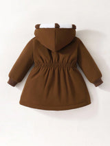 SHEIN 2 pièces/Paquet Manteau réversible pour bébé fille automne/hiver tout-aller polyvalent épais en polaire avec décor cœur, vêtement de dessus long