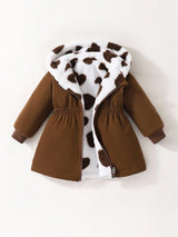 SHEIN 2 pièces/Paquet Manteau réversible pour bébé fille automne/hiver tout-aller polyvalent épais en polaire avec décor cœur, vêtement de dessus long