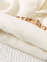 Cozy Pixies Ensemble 3 pièces pour bébé garçon beige, automne, décontracté, Sweat-shirt-shirt à capuche en tricot doux avec imprimé lettre Date, pantalon d'hiver à taille élastique & gilet matelassé sans manches, tenues nouveau-né
