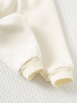 Cozy Pixies Ensemble 3 pièces pour bébé garçon beige, automne, décontracté, Sweat-shirt-shirt à capuche en tricot doux avec imprimé lettre Date, pantalon d'hiver à taille élastique & gilet matelassé sans manches, tenues nouveau-né