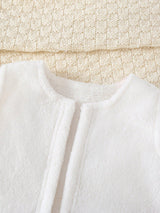 Souflis Souflis Ensemble de 3 pièces de vêtements mignons pour bébé garçon automne/hiver, combinaison à capuche bleu aqua avec gilet blanc, pyjama en polaire douce avec broderie d'ours, assorti pour la famille à la maison