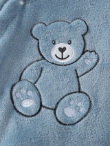 Souflis Souflis Ensemble de 3 pièces de vêtements mignons pour bébé garçon automne/hiver, combinaison à capuche bleu aqua avec gilet blanc, pyjama en polaire douce avec broderie d'ours, assorti pour la famille à la maison
