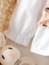 SHEIN 2 pièces/Ensemble Tenue décontractée et mignonne pour bébé fille nouveau-né, Top à col avec blocs de couleurs et pantalon en tricot ample, assortiment familial automne noir, blanc et beige