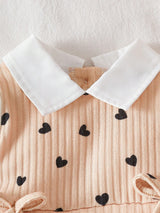 SHEIN 2 pièces/Ensemble Tenue décontractée et mignonne pour bébé fille nouveau-né, Top à col avec blocs de couleurs et pantalon en tricot ample, assortiment familial automne noir, blanc et beige