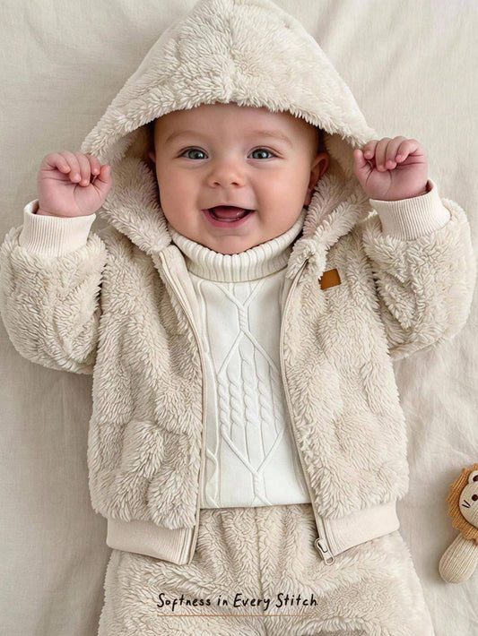 Cozy Pixies Veste à capuche à manches longues en polaire à carreaux avec étiquette décorative tissée, doublure en polaire épaisse, manteau en polaire double face épaissi pour bébé, convient pour l'intérieur, l'extérieur décontracté, le ski en extérieur, la rentrée scolaire, le quotidien, les sports, les jeux, les fêtes, la Saint-Valentin, ensemble en polaire à carreaux, ensemble chaud, convient pour l'hiver, ensemble décontracté mignon