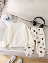 Ensemble 2 Pièces Bébé Garçon Sweat Polaire et Pantalon Carrelé