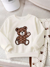 Ensemble 2 Pièces Bébé Garçon Sweat Polaire et Pantalon Carrelé