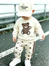 Ensemble 2 Pièces Bébé Garçon Sweat Polaire et Pantalon Carrelé