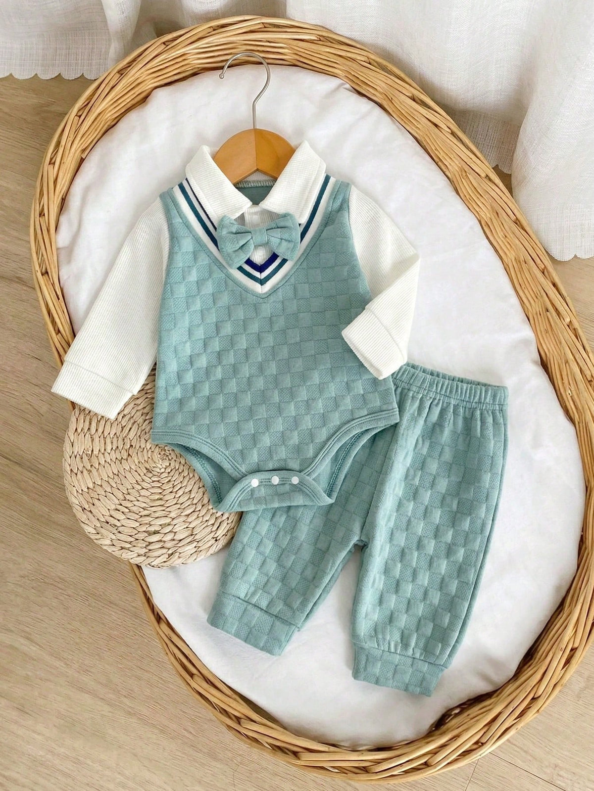 Ensemble 2 Pièces Bébé Garçon Body Manches Longues et Pantalon