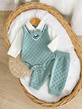 Ensemble 2 Pièces Bébé Garçon Body Manches Longues et Pantalon