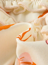 1 pièce Barboteuse imprimée à manches longues douce et confortable pour bébé fille nouveau-né avec bandeau, fine pour le printemps et l'automne
