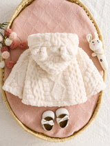 Cape à capuche pour bébé fille, petite princesse mignonne, top chaud pour les oreilles, vêtement d'extérieur ample à nœud papillon, résistant au froid