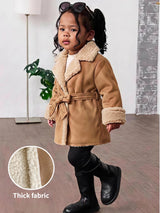Manteau Long Bébé Fille d'Hiver avec Col en Fausse Fourrure