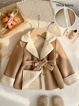 Manteau Long Bébé Fille d'Hiver avec Col en Fausse Fourrure