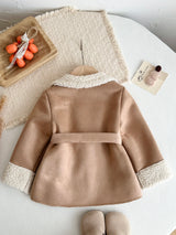 Manteau Long Bébé Fille d'Hiver avec Col en Fausse Fourrure
