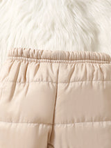 SHEIN 2 pièces Ensemble de veste matelassée pour nouveau-nés filles et garçons, mignon et doux, avec patch ours crème, matelassé, doux, manches longues, capuche, épais, pour l'extérieur, hiver et automne, en peluche