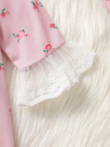 Ensemble 6 Pièces Vêtements Bébé Fille Barboteuse Bonnet et Bavoir
