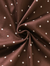 SHEIN Lot de 5 pour nouveau-nés filles : barboteuse, bonnet, bavoir, couverture et moufles, imprimé pois marron doux, devant à pressions, manches longues, col rond, style princesse douillet pour les fêtes d'automne et Halloween