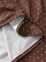 SHEIN Lot de 5 pour nouveau-nés filles : barboteuse, bonnet, bavoir, couverture et moufles, imprimé pois marron doux, devant à pressions, manches longues, col rond, style princesse douillet pour les fêtes d'automne et Halloween