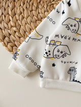 SHEIN Ensemble Sweat-shirt à manches longues et pantalon avec motif de dessin animé mignon pour bébé nouveau-né garçon/fille automne/hiver