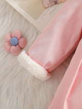 SHEIN Manteau trench pour bébé fille avec col en fourrure et nœud papillon, automne/hiver