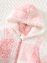 Cozy Pixies Veste d'hiver à capuche épaisse doublée de thermique à manches longues et ouverture frontale pour bébé fille nouveau-né, motif à carreaux