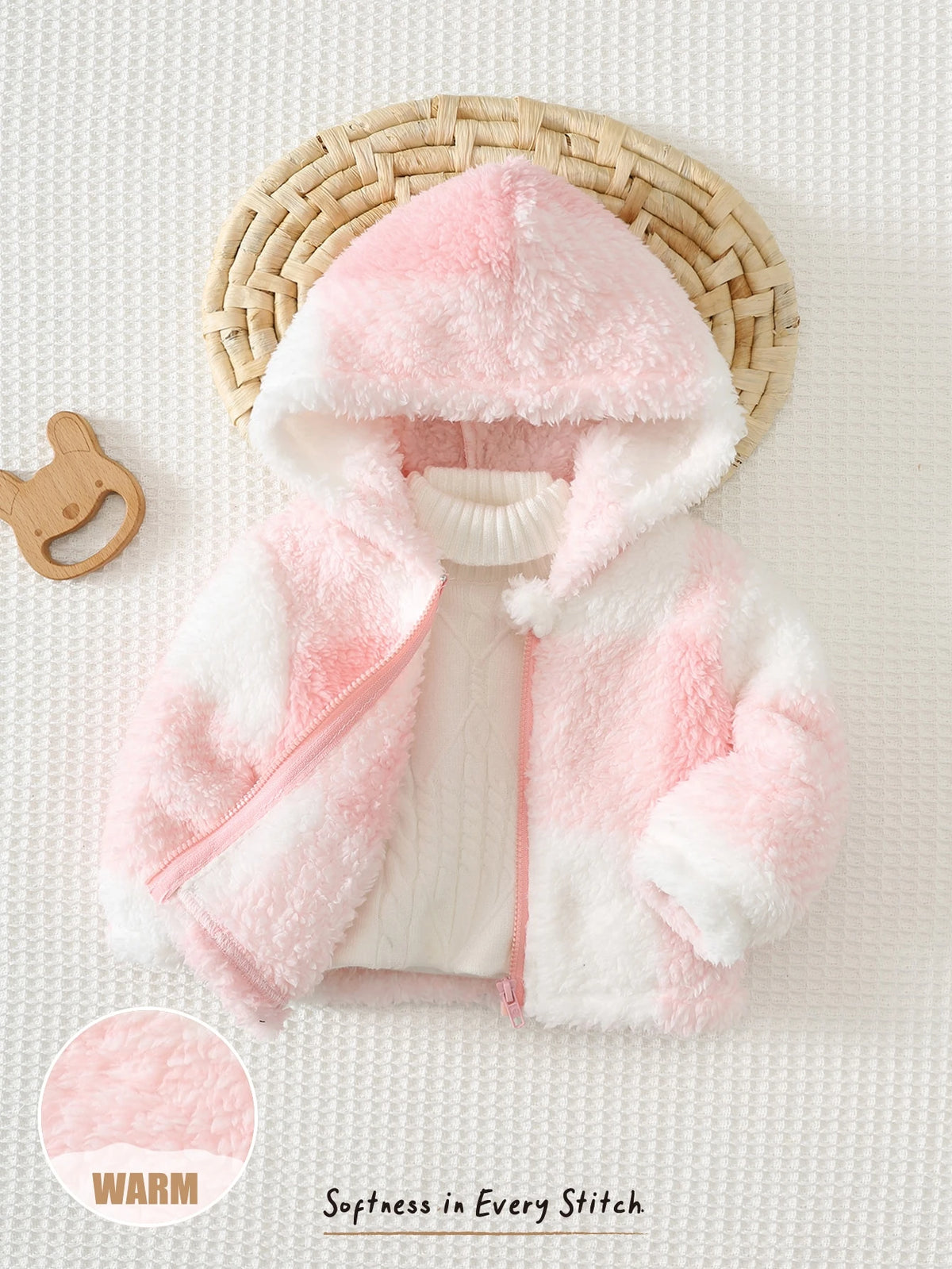 Cozy Pixies Veste d'hiver à capuche épaisse doublée de thermique à manches longues et ouverture frontale pour bébé fille nouveau-né, motif à carreaux