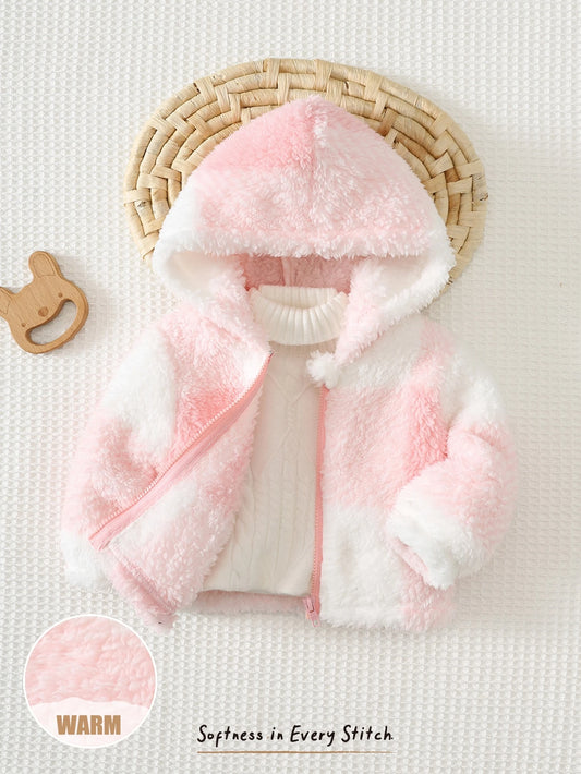 Cozy Pixies Veste d'hiver à capuche épaisse doublée de thermique à manches longues et ouverture frontale pour bébé fille nouveau-né, motif à carreaux