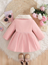 SHEIN Manteau trench pour bébé fille avec col en fourrure et nœud papillon, automne/hiver