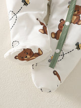 Ensemble 5 Pièces Bébé Garçon Combinaison Bonnet et Moufles