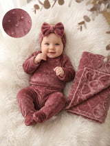 Ensemble 3 Pièces Bébé Fille Barboteuse Pantalon et Bandeau