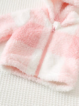 Cozy Pixies Veste d'hiver à capuche épaisse doublée de thermique à manches longues et ouverture frontale pour bébé fille nouveau-né, motif à carreaux
