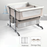 Portable Folding Baby Bedside Crib Metal Frame Double Baby Nest Travel Cot for Newborns