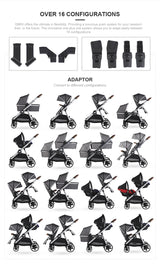 European Twin Stroller Double Seat 3 in 1 Double Stroller Infant and Toddler